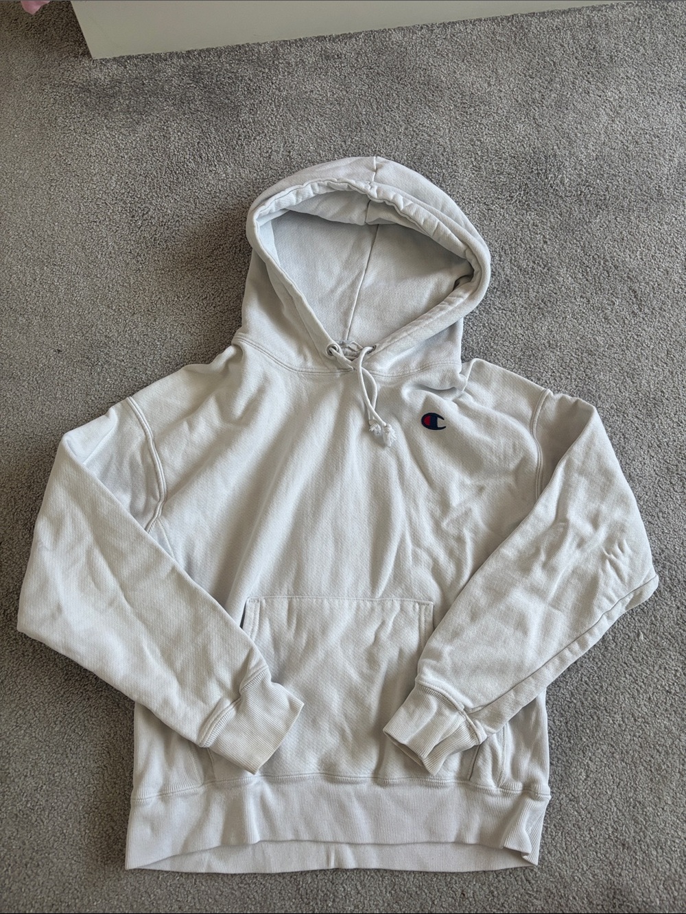 Champion Light Gray Pullover Hoodie with Chest Logo
